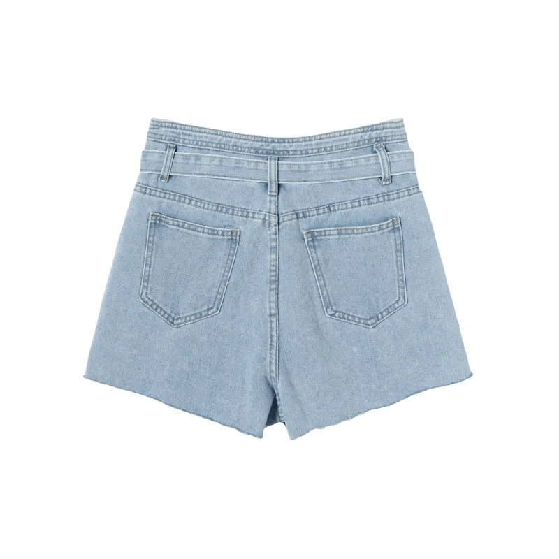 MEETLADY Denim Shorts Women's Light Denim Blue-1