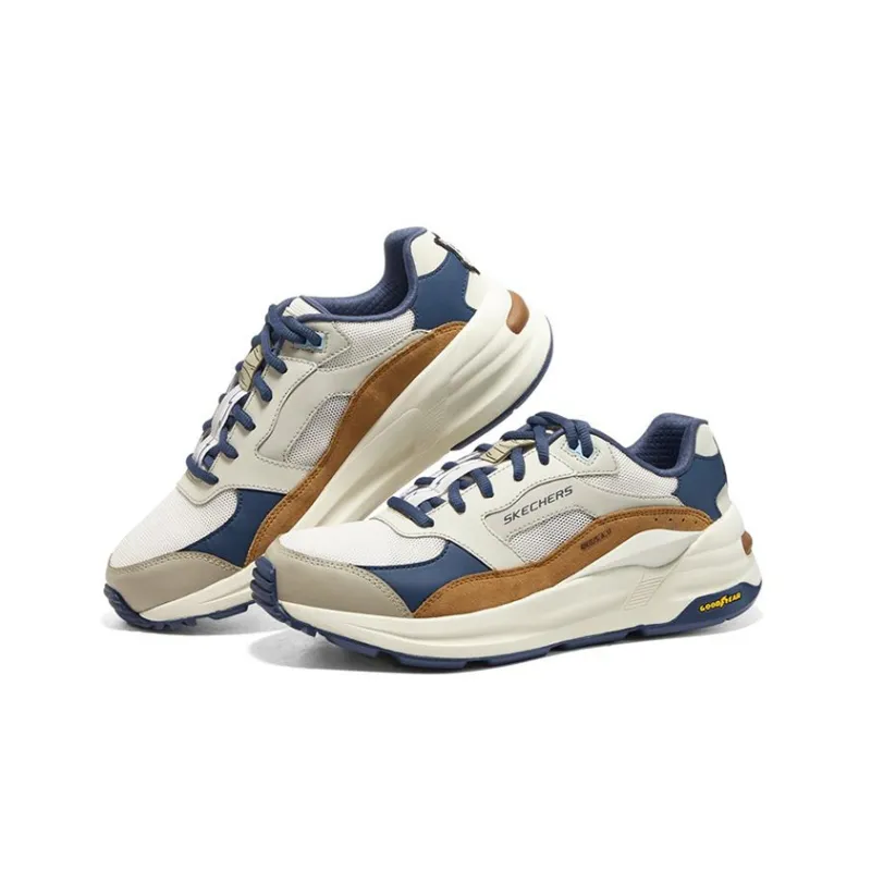 Skechers Global Jogger Casual Shoes Men Low-Top White/Marine Blue/Brown-2