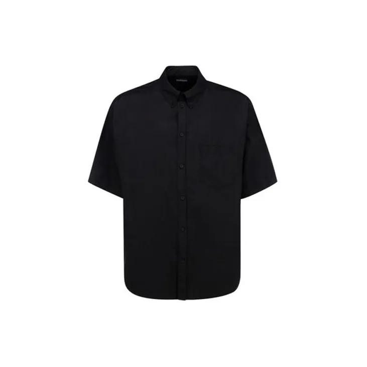 Balenciaga Languages Short Sleeve Button Down Shirt 'Black'-1