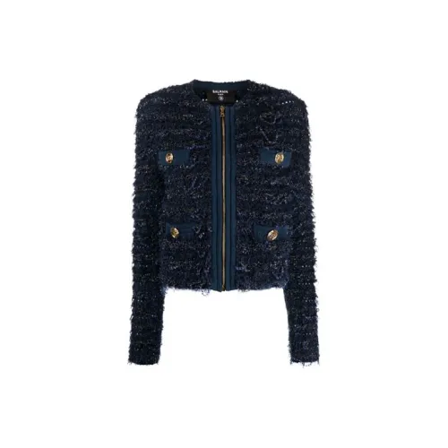 BALMAIN Cropped Coat Women's Blue