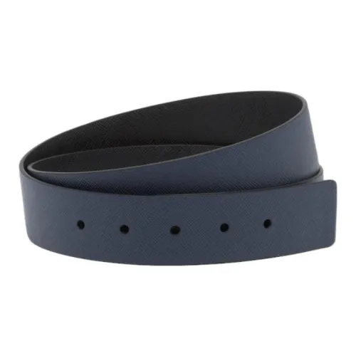 PRADA Saffiano Leather Belts Men Dark Purple Blue/Black