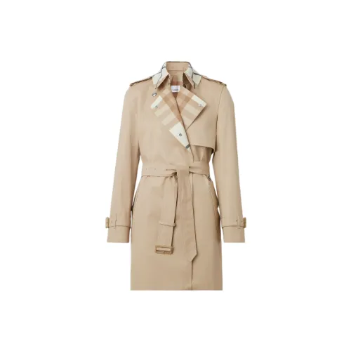 Burberry Trench Coats Women's Soft Yellow Brown