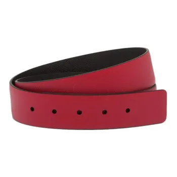 PRADA Saffiano Pin Buckle Reversible Leather Leather Belts Men's Fire Red/Black 3.5cm