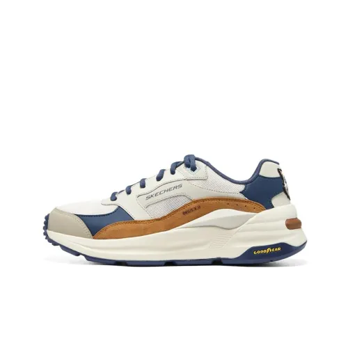 Skechers Global Jogger Casual Shoes Men Low-Top White/Navy/Brown