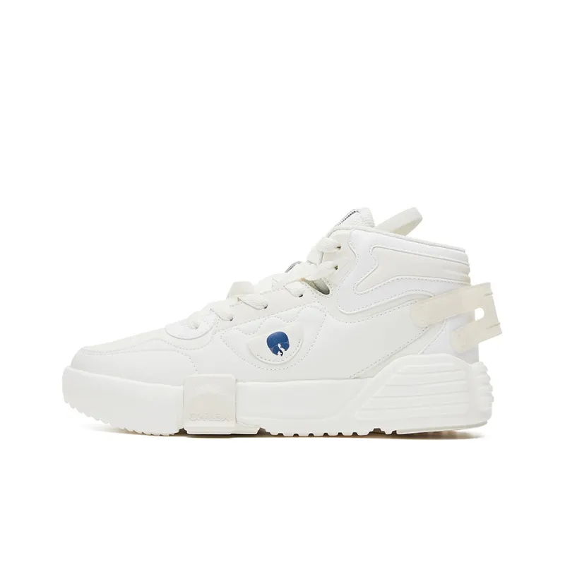 Erke Extra Stretch Cushioning, Wear Resistant Mid Top Skateboard Shoes Women's White Black-0