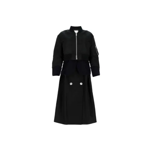 Sacai Trench Coats Women's Black