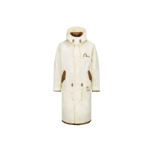 EVISU Trench Coats Women's White With Khaki Accents