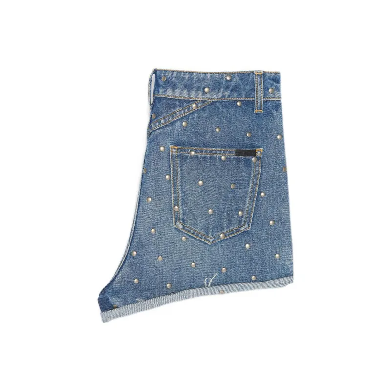 SAINT LAURENT Stud embellished Jean Shorts-2