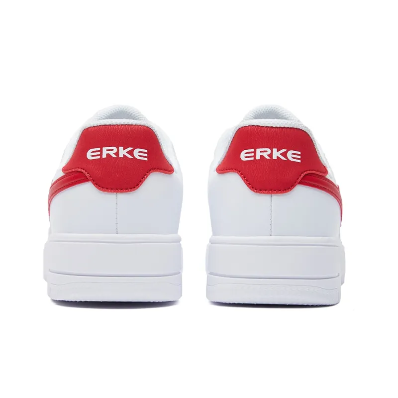 Erke Low Top Skateboard Shoes Men's True White University Red-3