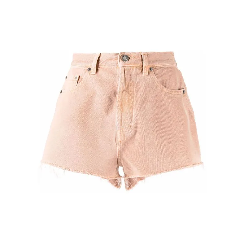 SAINT LAURENT Frayed Hem Denim Shorts-1
