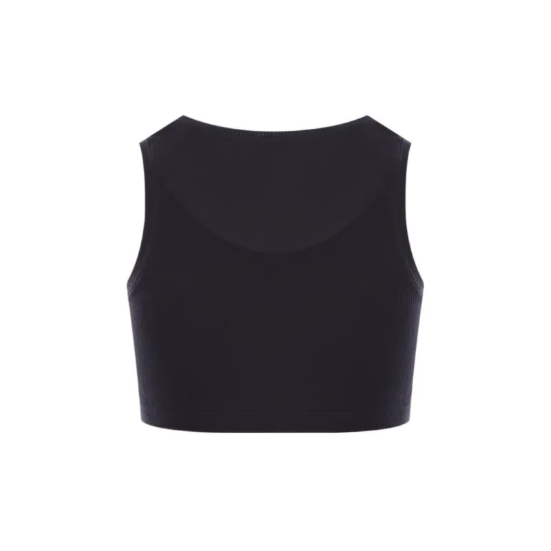 LOEWE Cropped Cotton Anagram Tank Top Black/White-1