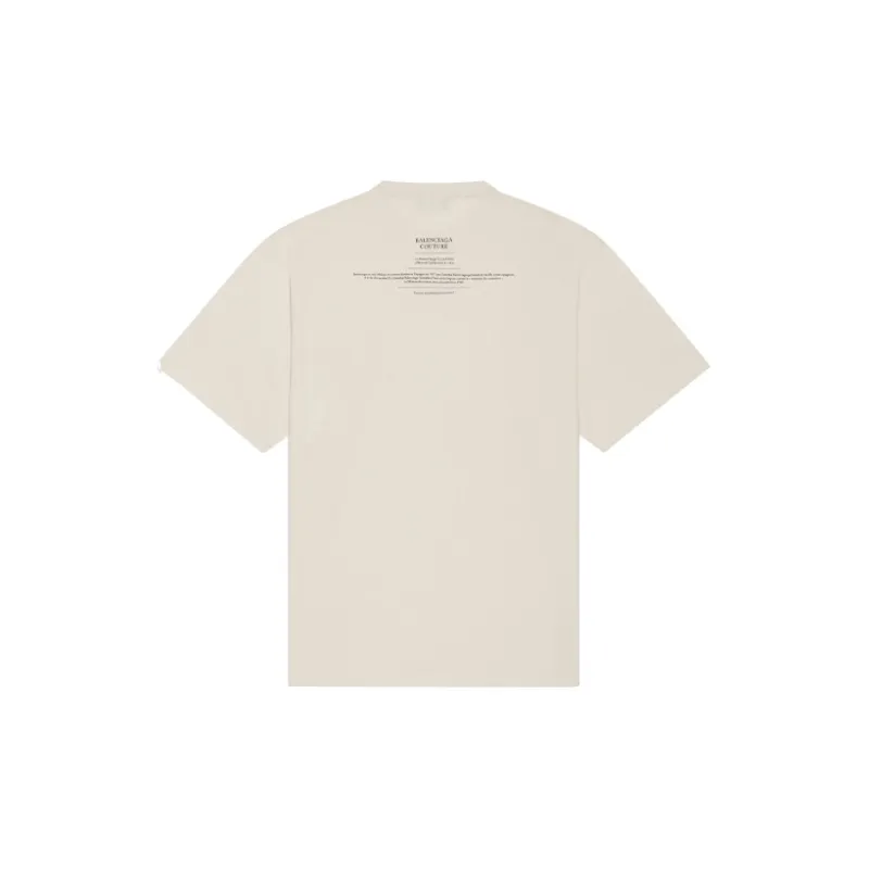 Balenciaga FW21 Drop Shoulder Sleeve T Shirt Women's Beige-1