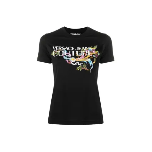 VERSACE JEANS COUTURE SS21 Women Minimalist Short Sleeve T-shirt Black