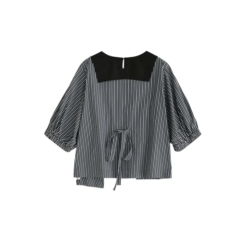 DEER AND FLYER Shirts Women's Black White Stripes-1