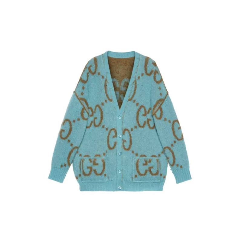 GUCCI Sweater Women's Blue Brown Multicolor-1