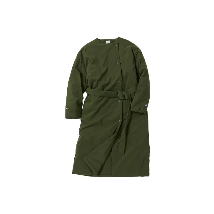 Champion FW21 Letter Solid Color Crew Neck Loose Fit Long Puffer Jacket Japan Version Women's-1