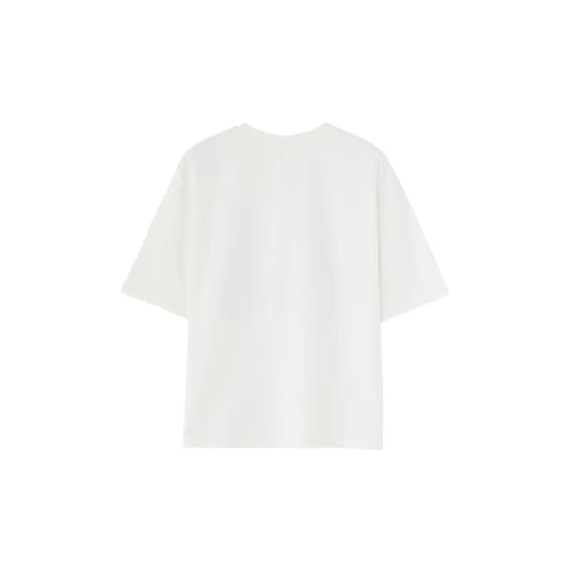 DEER AND FLYER Loose Fit Elbow-Length Sleeved T-Shirt Women's Cloud White-1