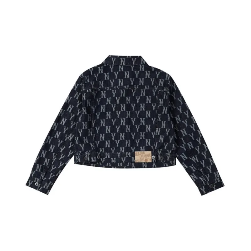 MLB Old Flower Cropped Coats Women's Dark Blue-1