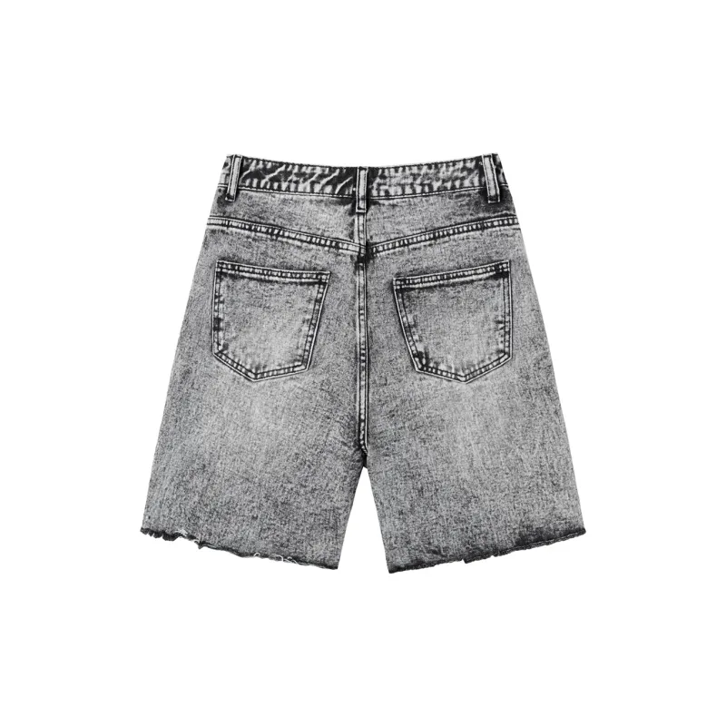 MEETLADY Denim Shorts Women's Black Gray Color-1