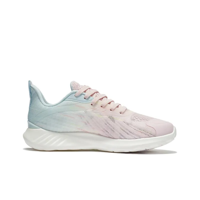 LiNing Slip Resistant Breathable Lightweight Low Top Casual Running Shoes Women's Pink Blue-1