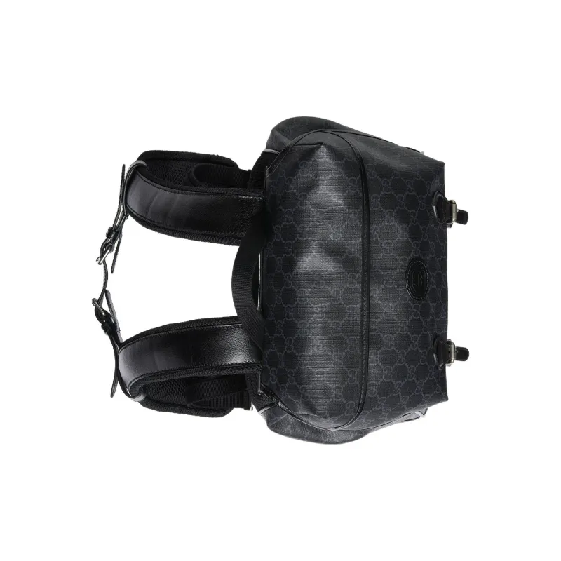 GUCCI Canvas Leather Laptop Backpack Men's Black Gray Color-4