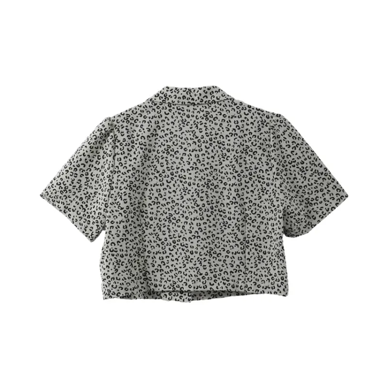 YUMOMO STAR Shirts Women's Gray Leopard Print-1