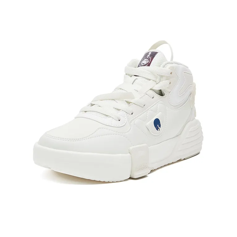 Erke Extra Stretch Cushioning, Wear Resistant Mid Top Skateboard Shoes Women's White Black-1