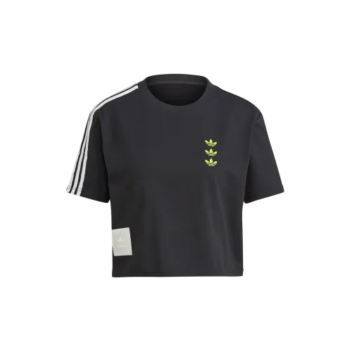 Adidas Originals Trefoil Crop Tops Women's Black