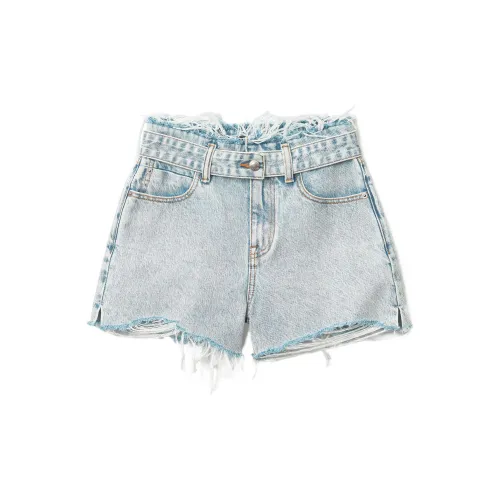 Alexander Wang Denim Shorts Women's Egg Stone Pattern Bleached White