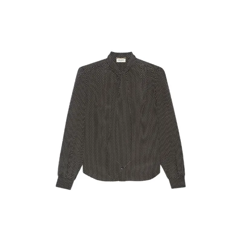 SAINT LAURENT Pussy bow Polka dot Blouse-1