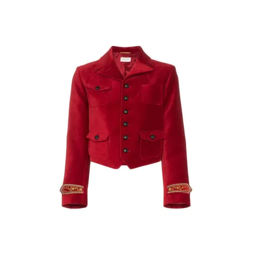 SAINT LAURENT Cropped Coats Women's Red