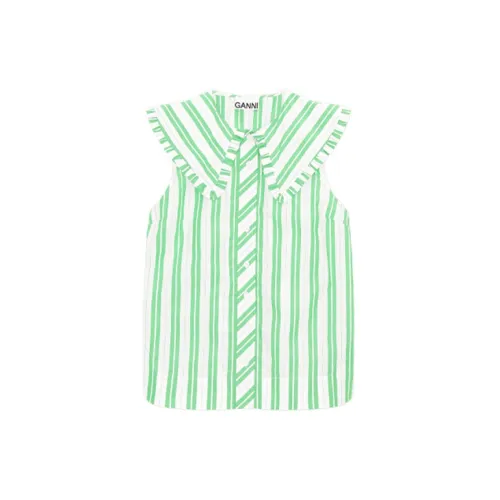 GANNI Shirts Women's White/Green