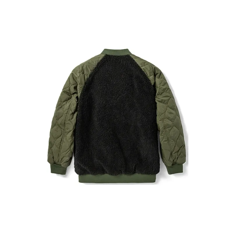 Timberland Colorblock Baseball Collar Puffer Jacket Women's Army Green-1