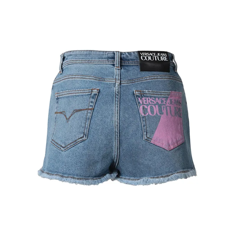 VERSACE JEANS COUTURE Denim Shorts Women's Light Blue-1