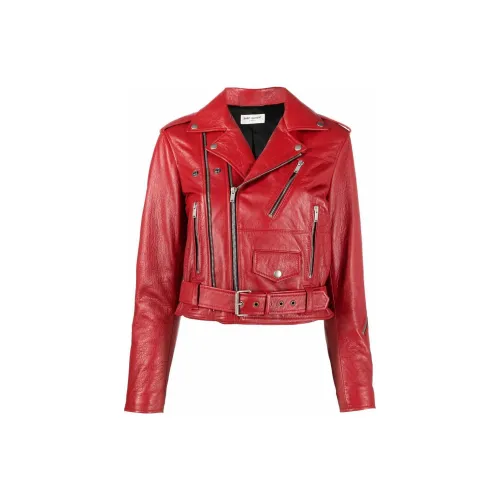 SAINT LAURENT Cropped Coats Women's Red