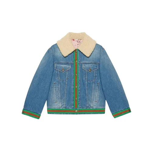 GUCCI Velvet Jackets Women's Light Blue