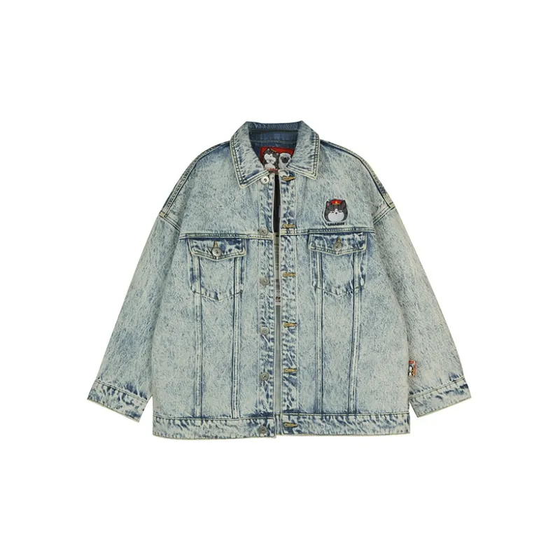 My King Mansleep X LALABOBO Denim Jackets Women's Medium Blue White-1