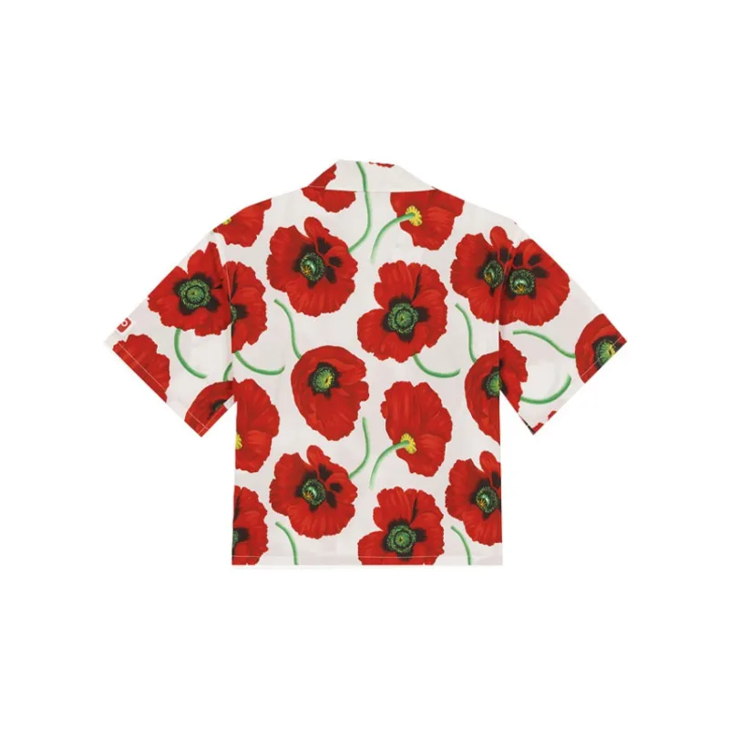 KENZO Poppy By Nigo Women's Hawaiian Shirt White Red-1