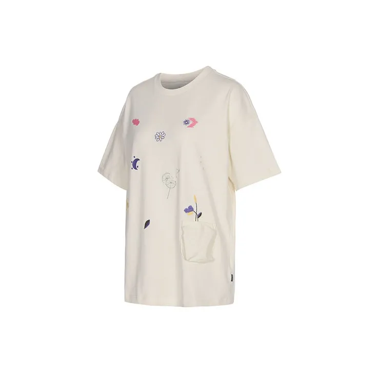 Converse Drop Shoulder Sleeve T Shirt Women's Ecru-2