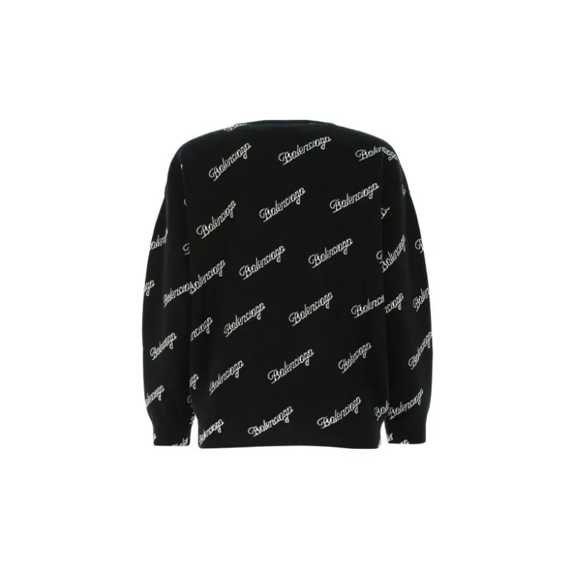 Balenciaga Script Logo Crewneck 'Black/White'-1