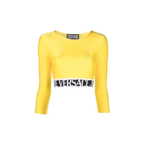 VERSACE JEANS COUTURE Crop Tops Women's Yellow