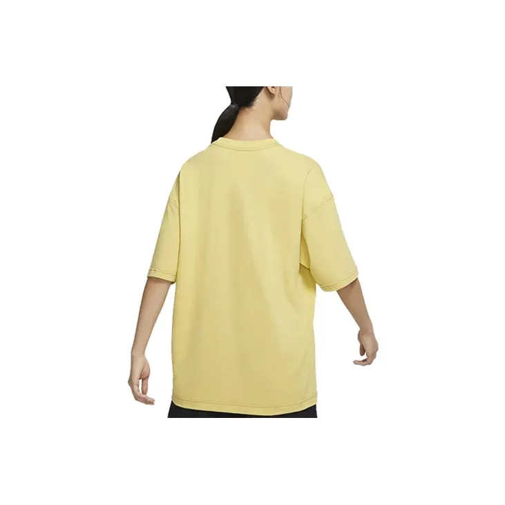 Nike SS22 Sportswear Swoosh Logo Print Retro Crewneck T-Shirt 'Light Yellow'-3