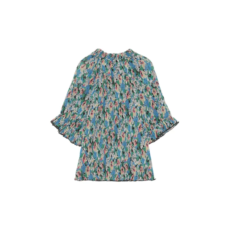 GANNI Floral-print Ruffle Blouse-1