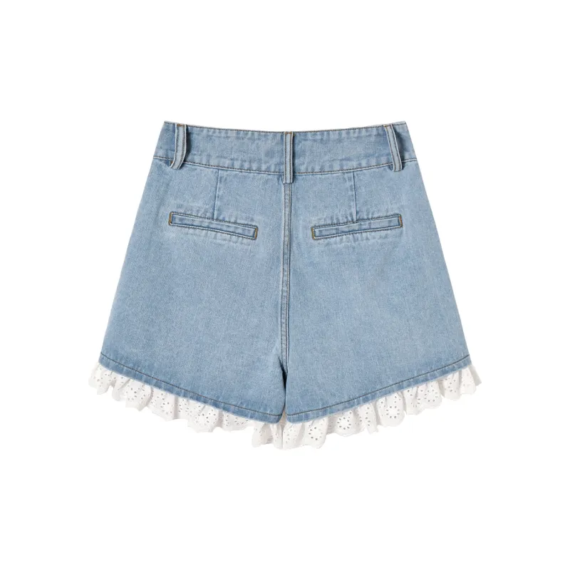 MEETLADY Denim Shorts Women's Denim Blue-1