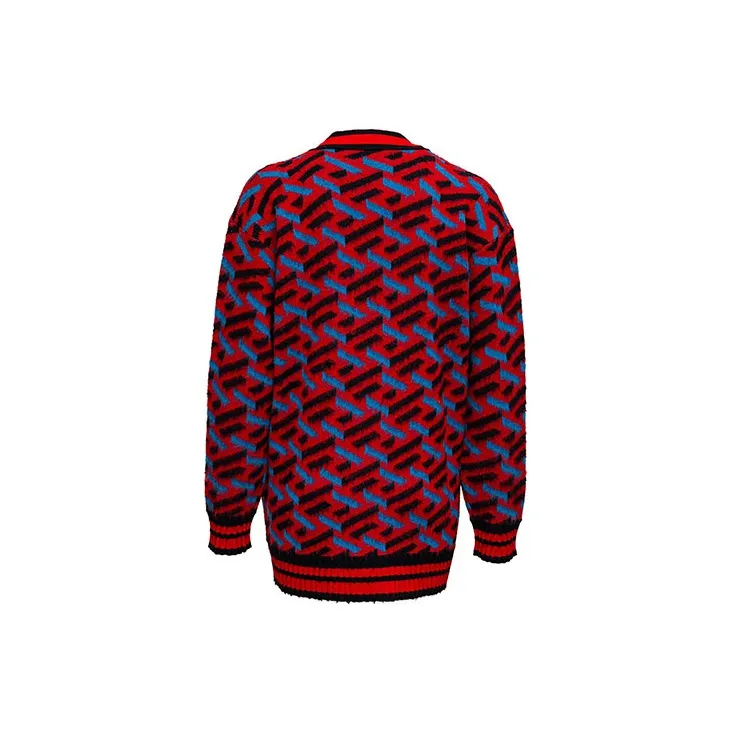 VERSACE Monogram Jacquard Knit Sweater 'Orange Peel/Regal Blue'-1