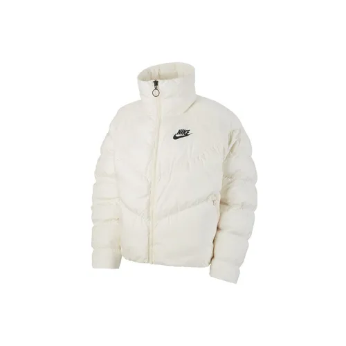 Nike Female Stand-up Collar Cotton Jacket White