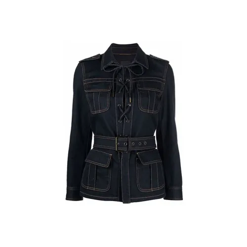 SAINT LAURENT Denim Jackets Women's Dark Blue