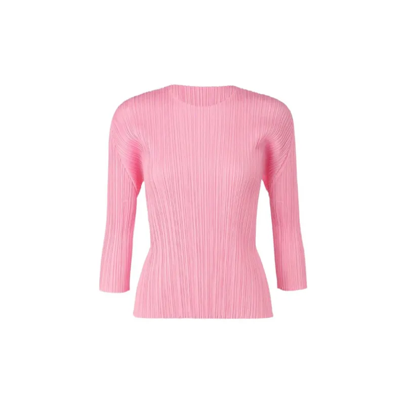 PLEATS PLEASE ISSEY MIYAKE Drop Shoulder Sleeve T Shirt Women's Pink-1