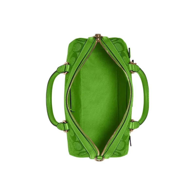 COACH Rowan Canvas With Leather Handbag Shoulder Bag Boston Bag Crossbody Bag Large Size Women's Green-2
