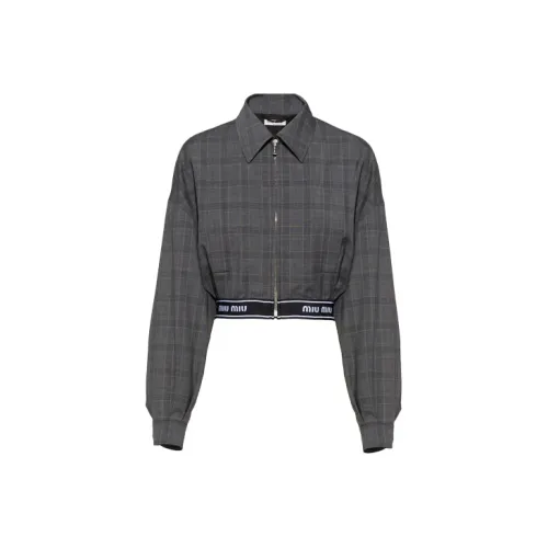 MIU MIU Cropped Coats Women's Slate Gray